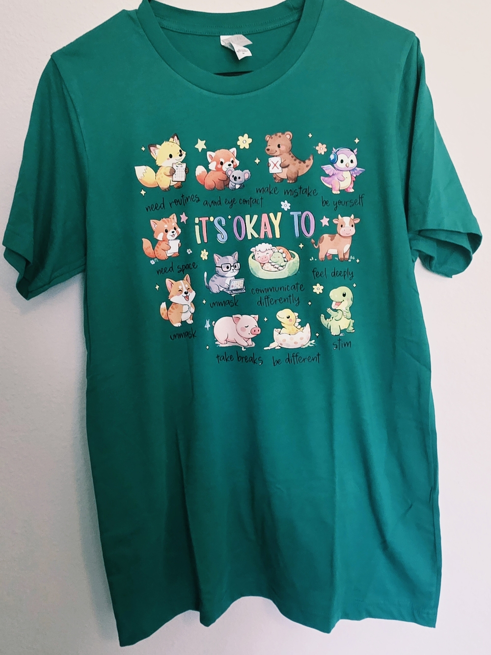 Bella Canvas Custom Teal Graphic 'It's Okay To' Short Sleeve Tee